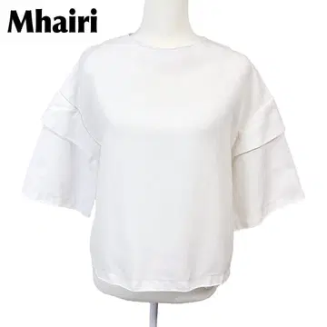 [새상품급] Mhairi 와이드 풀오버 블라우스 오부 소매 뒷면 조임 끈 화이트