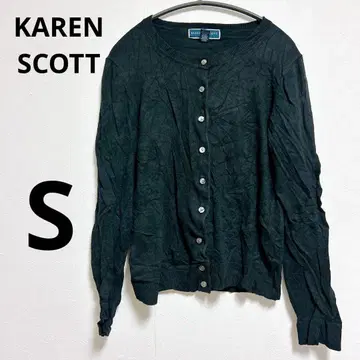 KAREN SCOTT 코튼 혼방 크루넥 가디건 블랙 S