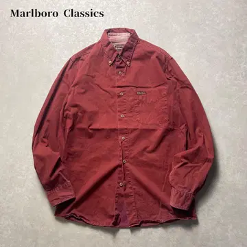 이탈리아제 Marlboro Classics 버튼 다운 코튼 셔츠 긴팔 크림슨