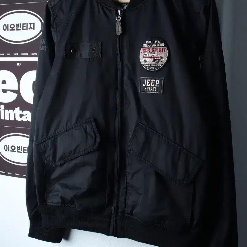 (L-XL) 지프 집업 바람막이 점퍼자켓 항공 MA1 블랙-H38182