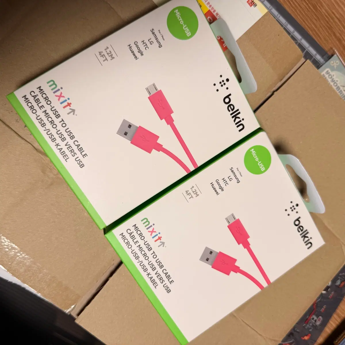 (일괄)미개봉 벨킨 5핀 USB 케이블 1.2m 핑크