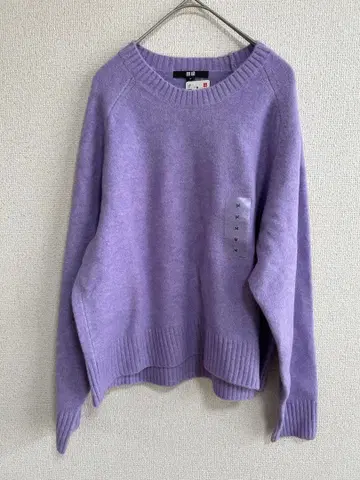 미사용 새상품 UNIQLO 수플레얀 크루넥 스웨터 퍼플 M 사이즈