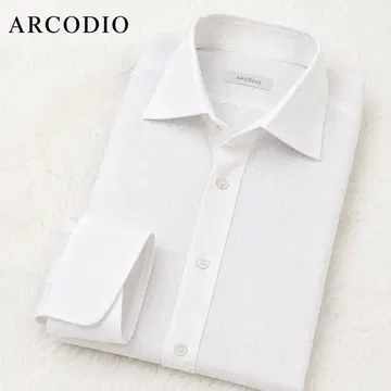 컨디션 최상 ARCODIO 프렌치 린넨 와이드 칼라 셔츠 화이트 37