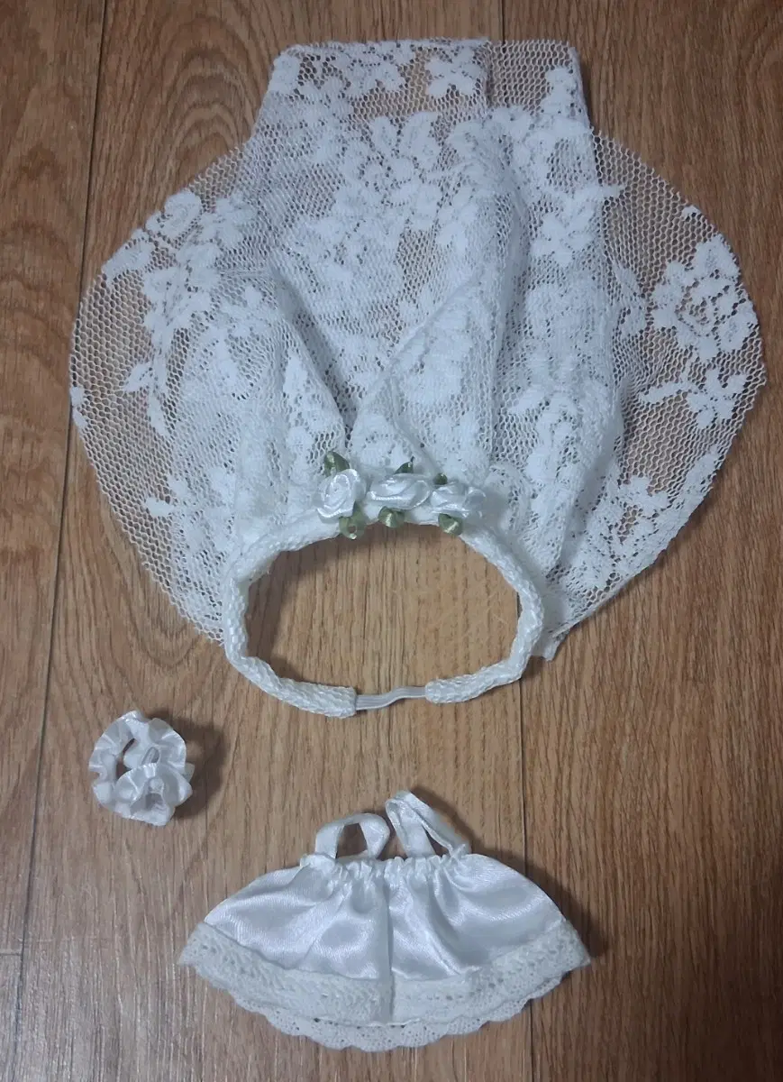 10cm 인형옷 웨딩 드레스 면사포 세트
