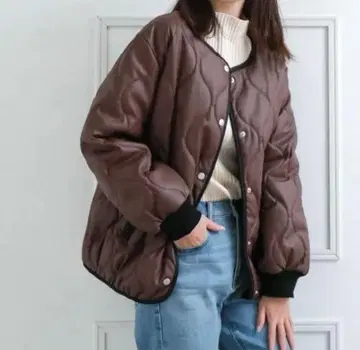 clear 숏 기장 소매 블루종 자켓 F 퀼팅 자켓