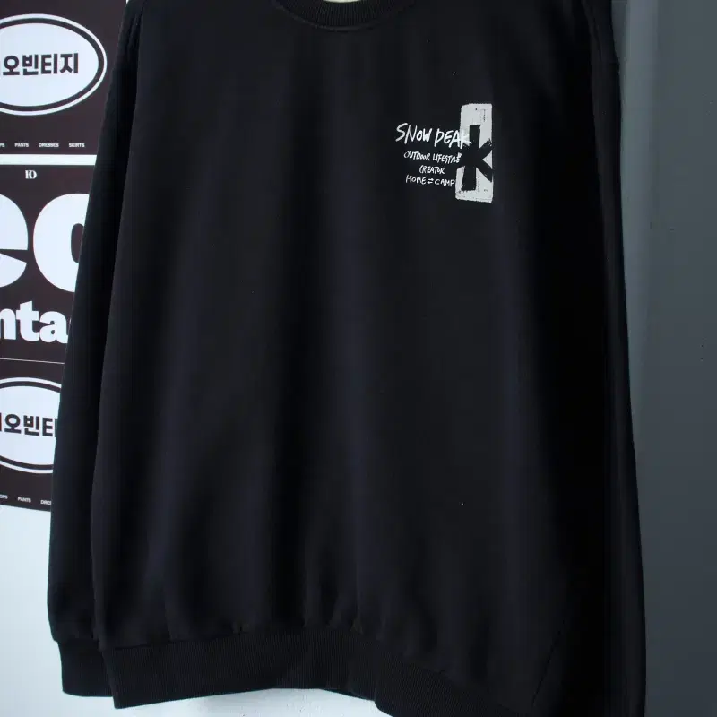 (L-XL) 스노우피크 맨투맨 티셔츠 블랙 기모 올드스쿨-H38047