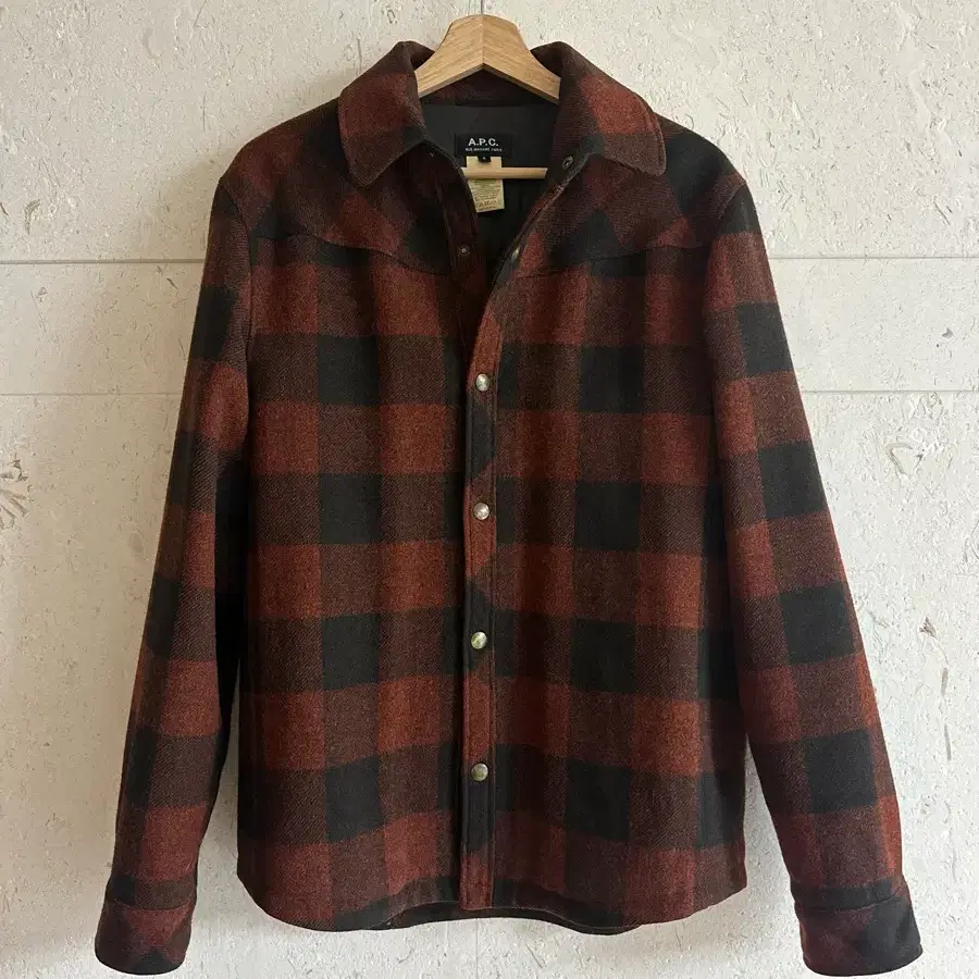 A.P.C. 아페쎄 체크 울 퀼팅 아우터셔츠