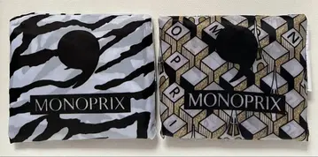 프랑스 MONOPRIX 에코백 2세트 에펠탑 패턴 & 제브라 패턴