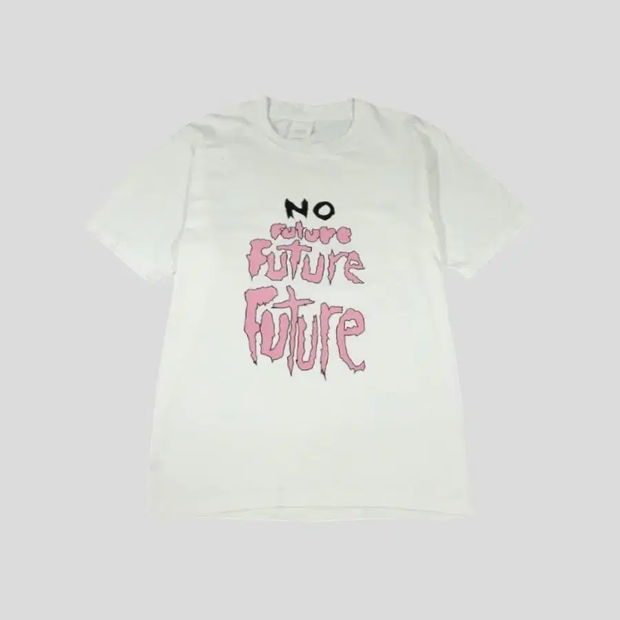 슈프림 00s 화이트 블랙 핑크 배색 NO Future 빅스펠아웃 크랙로고 올드스쿨 스트릿 코튼 반팔 티셔츠 MADE IN USA L