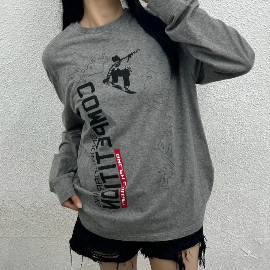 폴로 랄프로렌 스케이트 프린팅 그레이 롱슬리브 XL