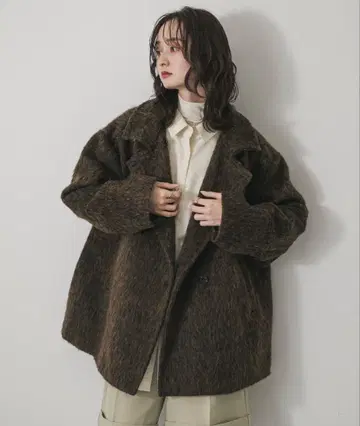 SENSE OF PLACE 멀티 컬러 샤기 코트