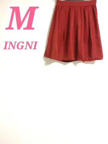 INGNI 잉그 미니 스커트 레드 M 플레어 어른스러운 새틴