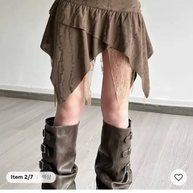 테무 브라운 언발 미니스커트