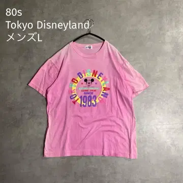 80s 도쿄 디즈니랜드 미키 싱글 스티치 후염 T셔츠 L