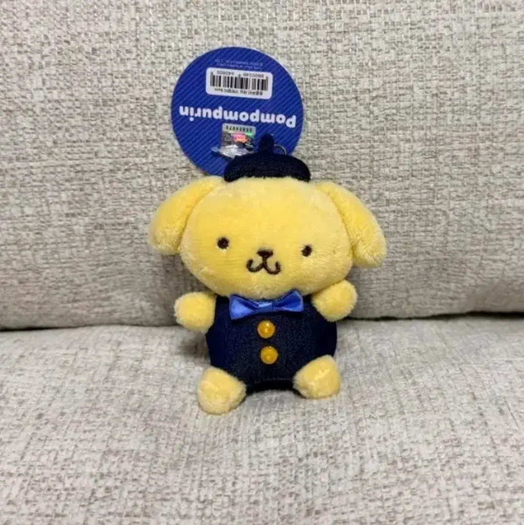 정품 산리오 폼폼푸린 대님 데님 가방걸이 8cm 키링인형