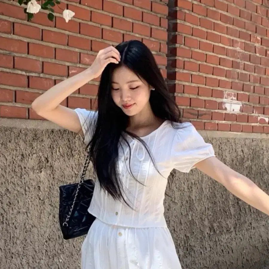 메리온 리토 코튼 블라우스 여성 블라우스 레이스 리본 블라우스