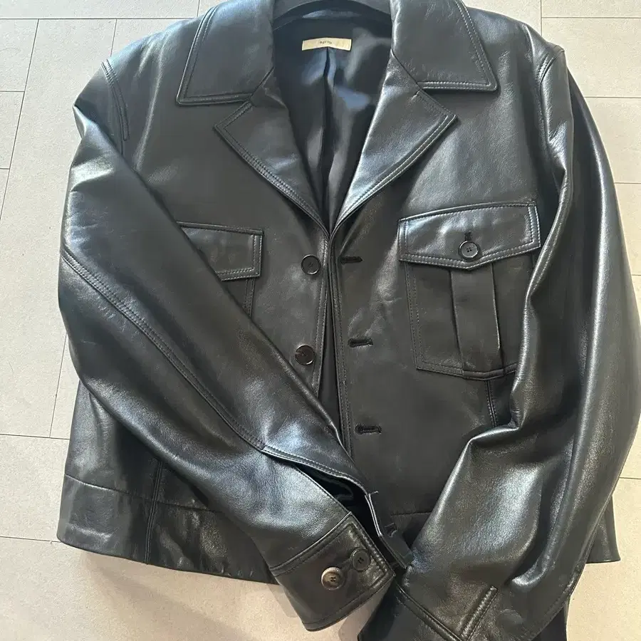 RRCTO 22FW Military Short Leather Jacket