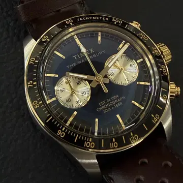 TIMEX 워터베리 크로노그래프 39mm 블랙 x 브라운 가죽