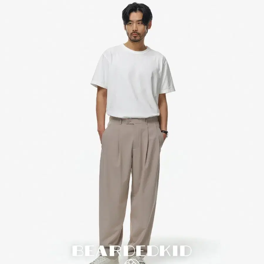 비얼디드키드 밴딩 실루엣 팬츠 베이지