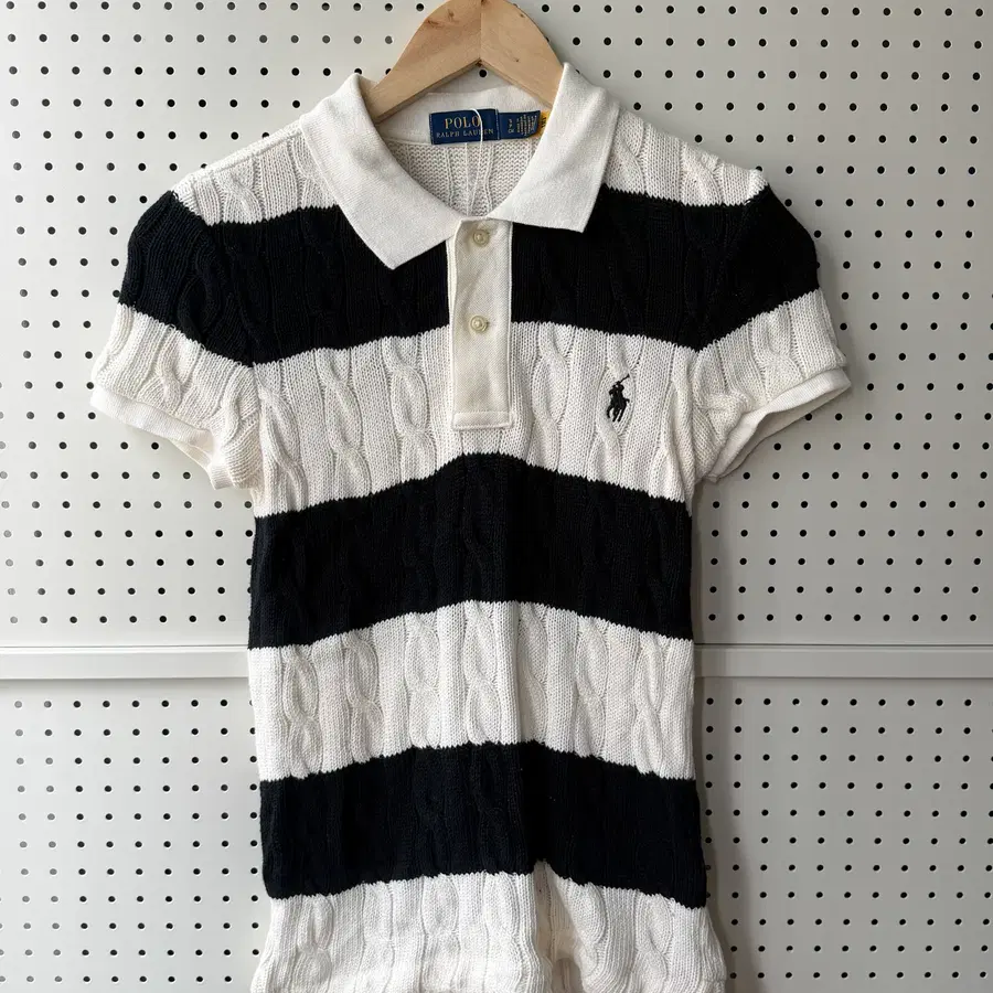 폴로 랄프로렌 QR 라벨 케이블 S/S 니트