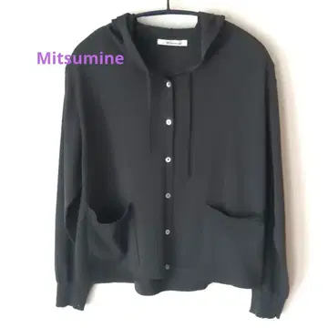 Mitsumine 가디건 후드 부착 차콜 그레이 레이온 혼방
