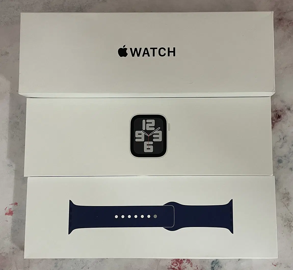 애플워치 SE 2세대 셀룰러 실버 알루미늄 44mm 데님 스포츠 밴드