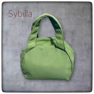 시빌라 Sybilla | 패브릭 소재 미니 보스턴 토트백 로고 자수 그린 무지