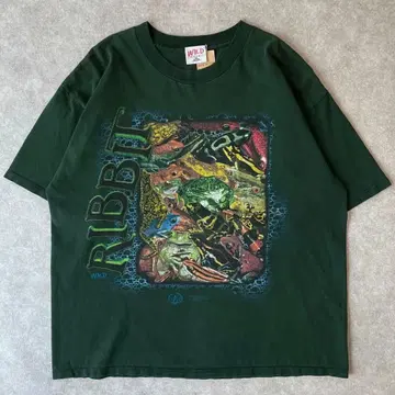 90s USA제 RIBBIT 개구리 아트 T셔츠 빈티지 애니멀