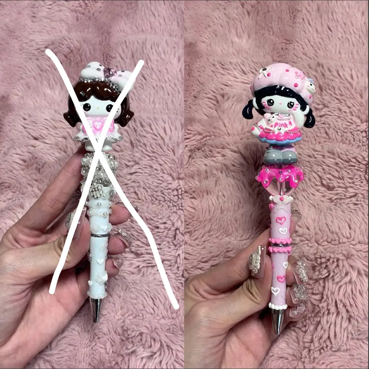 수제 키티 피규어 수제 볼펜 볼펜꾸미기 비즈 볼펜 핸드메이드 볼펜 볼꾸