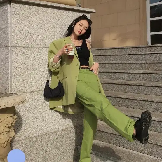 페일제이드 그린 정장 세트(마이+바지M) 새상품
