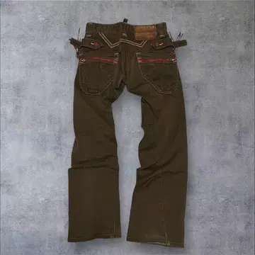 00s archive Y2K brown denim flare zip