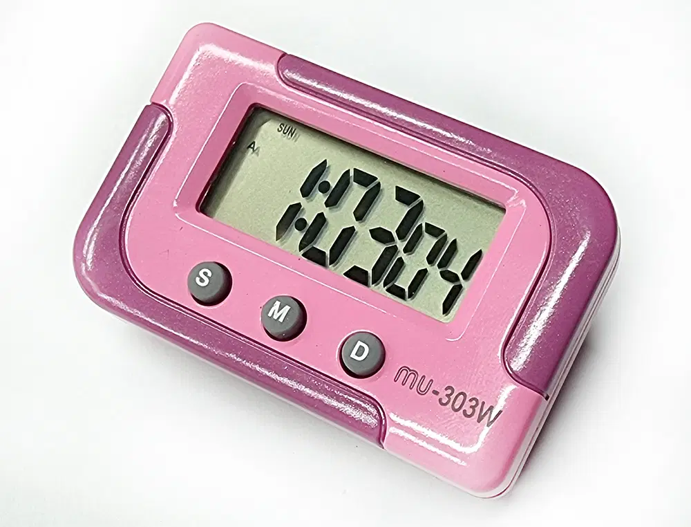 MU-303 핑크색상 초시계 타이머 시계 탁상용 거치대 각도조절 부착(양면테이프) 미사용 새제품