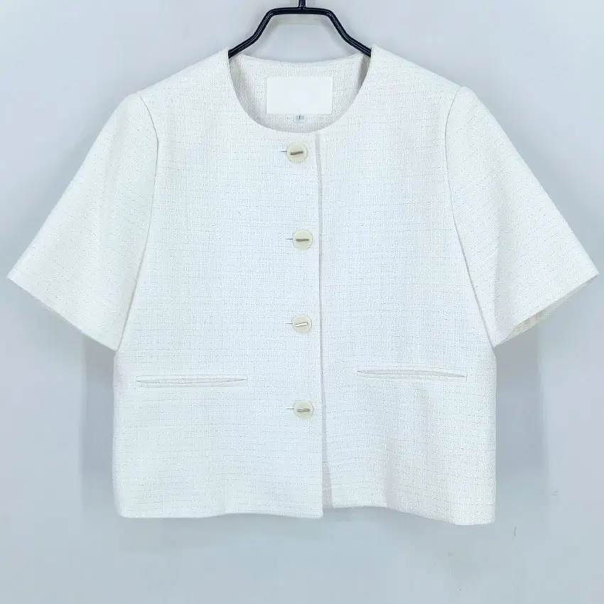 빈티지 여성 춘추 트위드 반팔자켓 아이보리1 (HU46671)