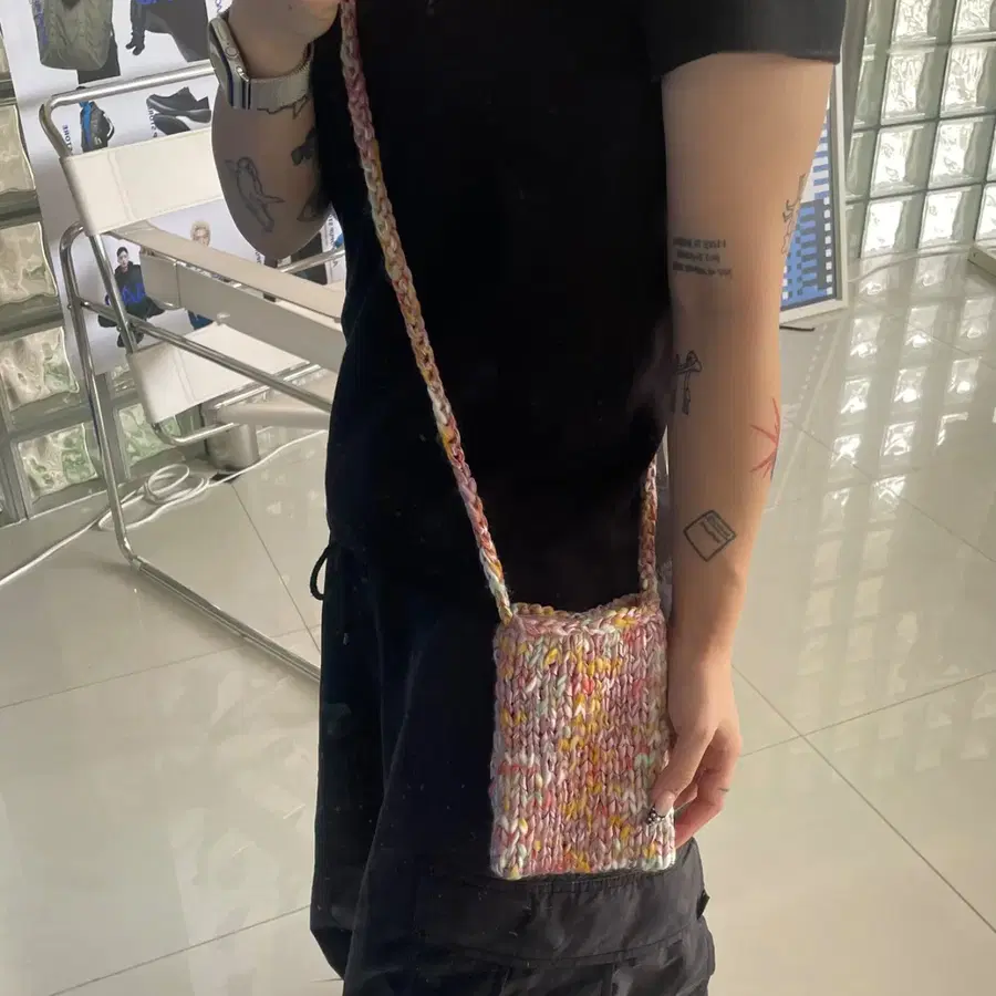 Beams 빔스 mixed knit mini shoulder bag