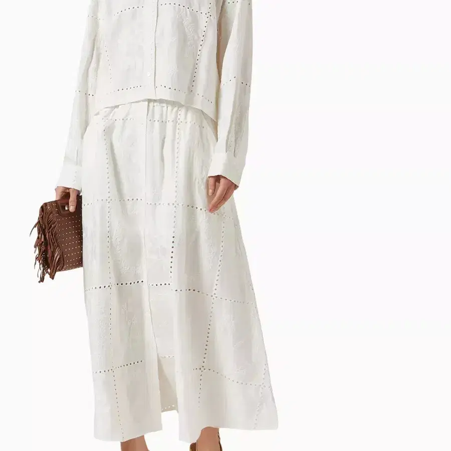 25SS MAJE 마쥬 아일렛 밴딩 린넨 스커트 36