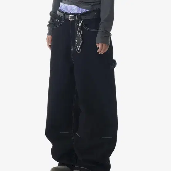 아캄 Needlework Carpenter Denim Pants (Black)