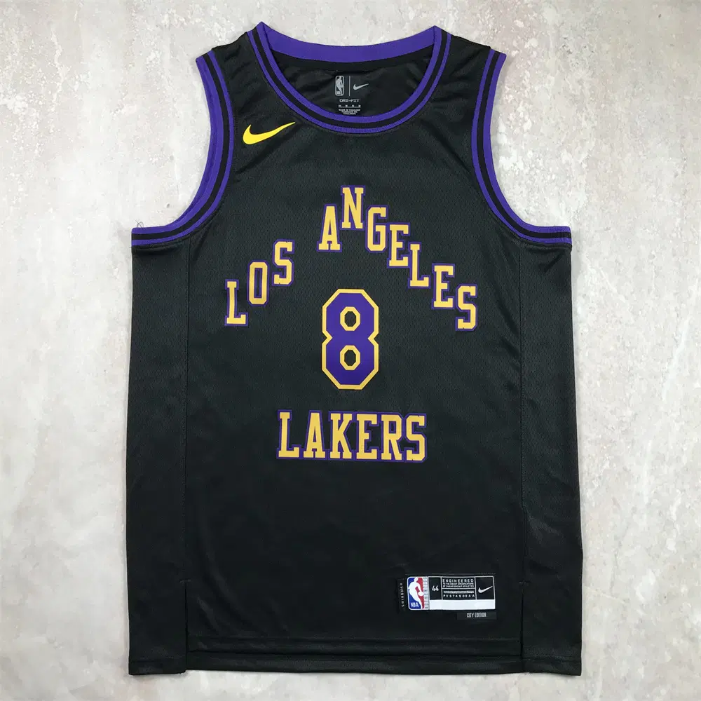 NBA 레이커스 브라이언트 8번 시티 에디션 블랙 농구 유니폼 남녀공용 저지