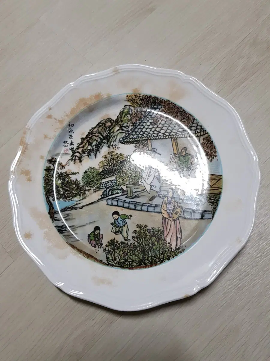 전통 민속화 문양 접시