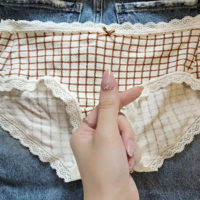 (중고) 체크 레이스 여성팬티 속옷