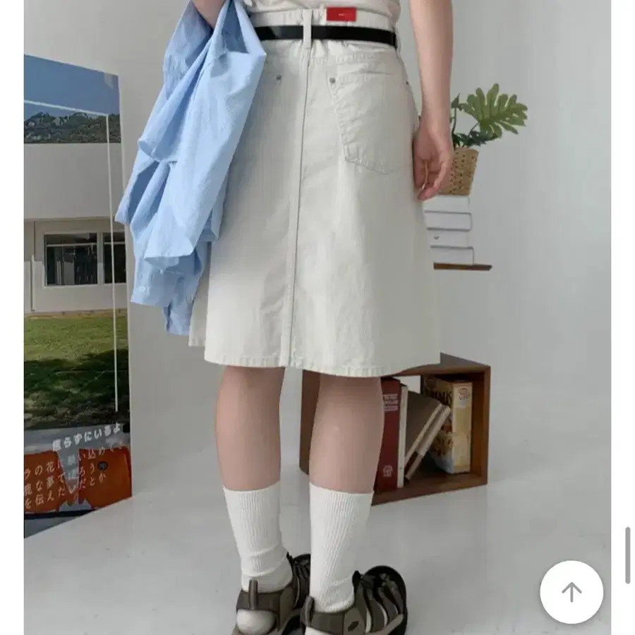 OOTJ 코튼 미디 스커트 화이트 M