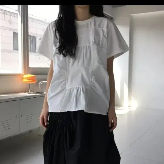 [아메카지/빈티지] 스퀘어 패치워크 반팔 티셔츠
