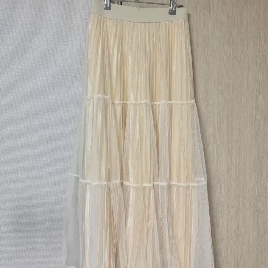 쉬폰 밴딩 샤 롱스커트 아이보리