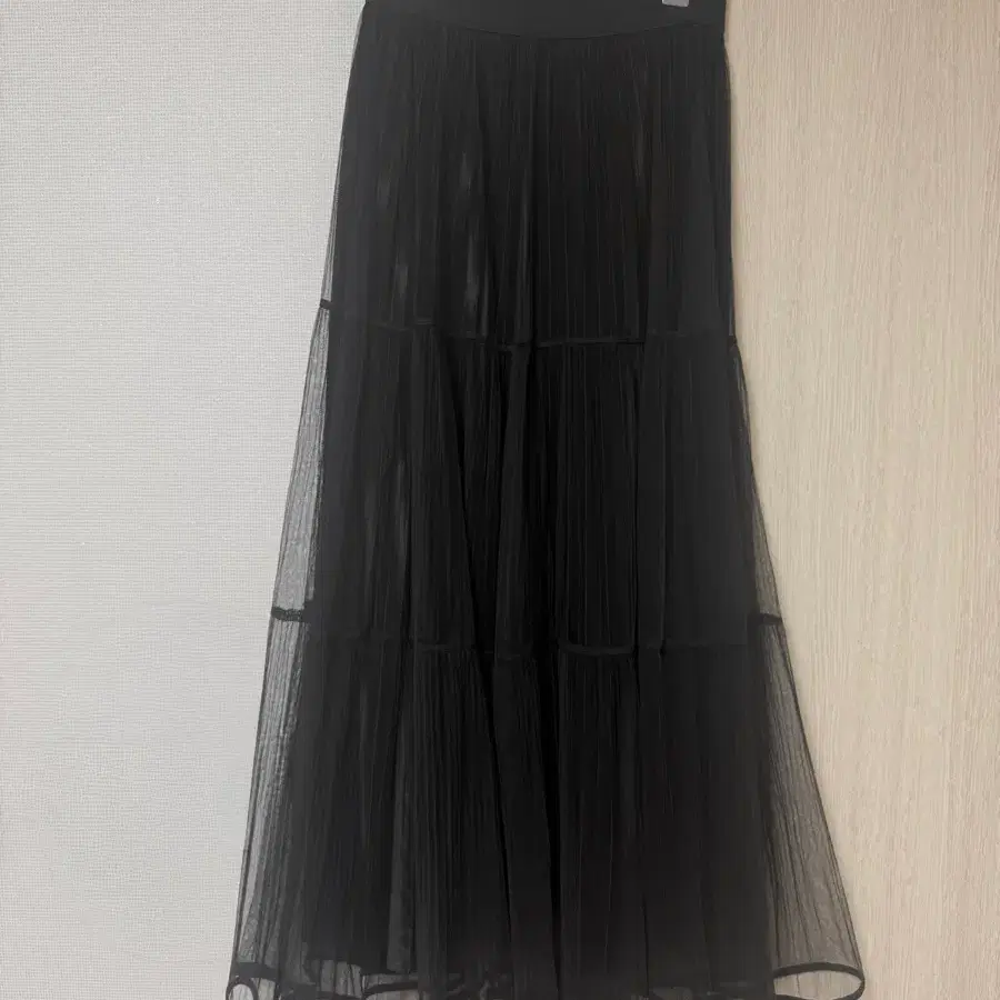 쉬폰 밴딩 샤 롱스커트 블랙