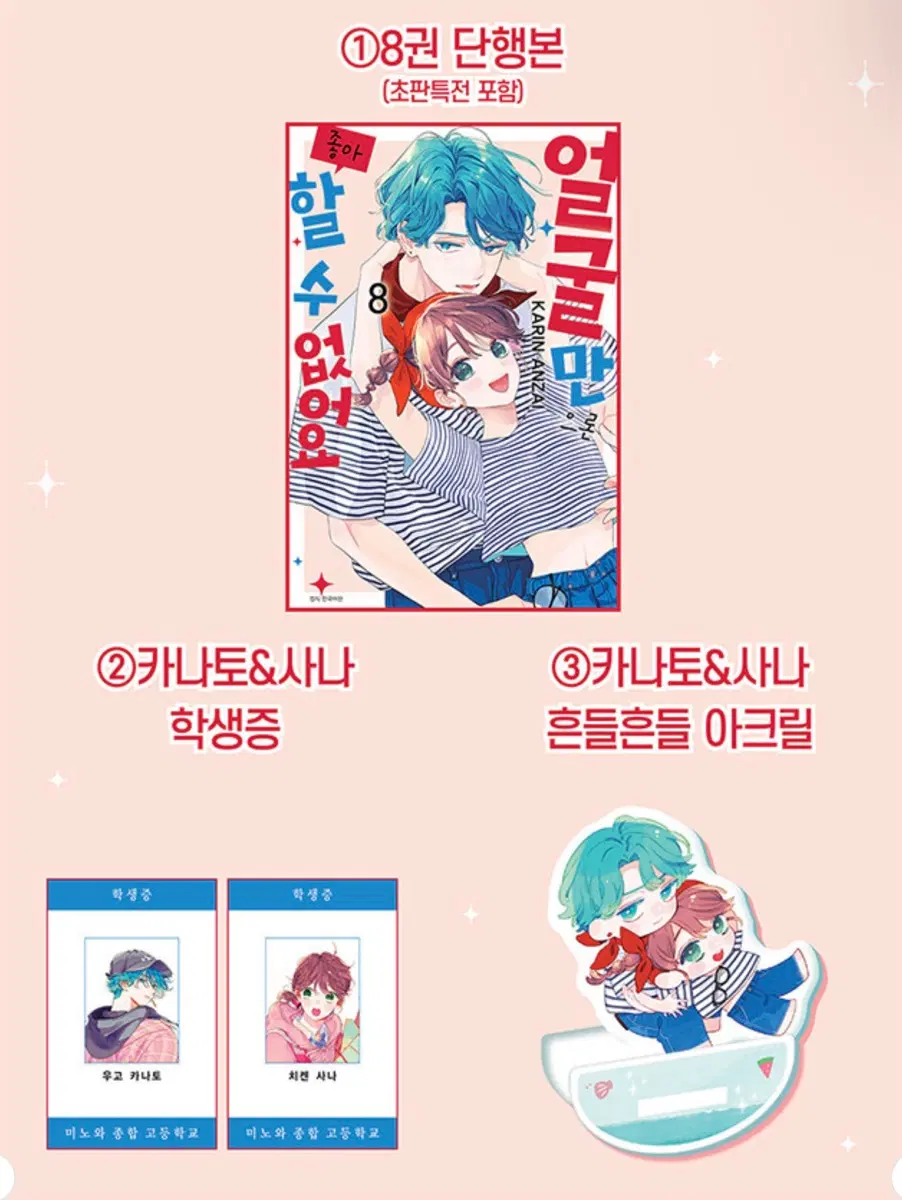 순정만화 얼굴만으론 좋아할 수 없어요 8권 한정판