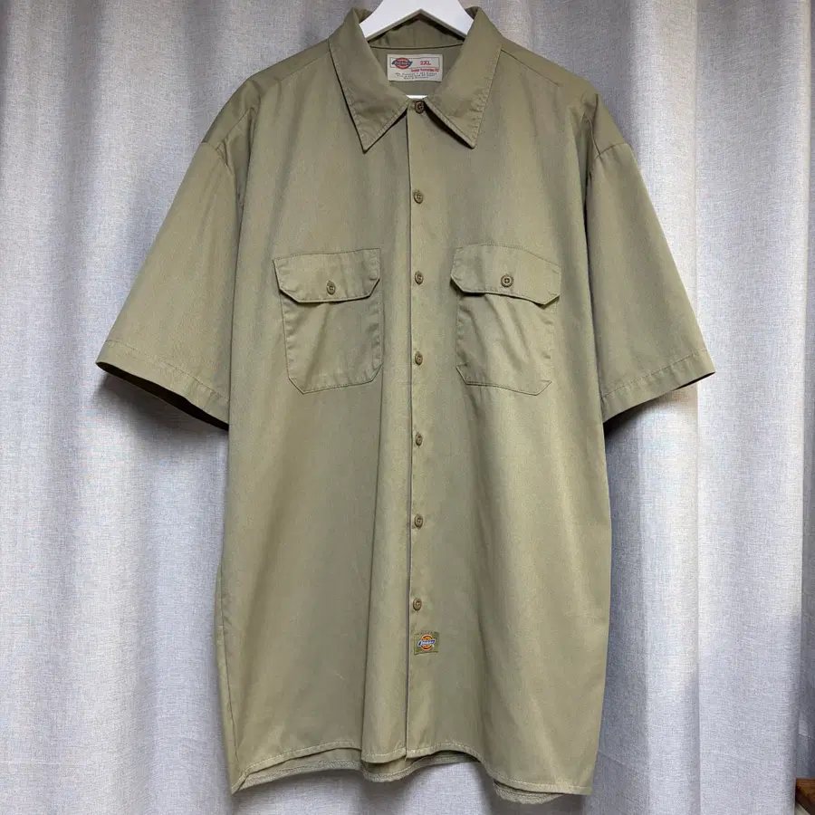 디키즈 오픈카라 워크 반팔 셔츠 카키 2XL
