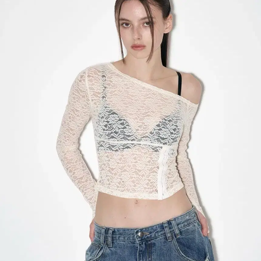 플리즈노팔로우 에바 레이스 코르셋 롱슬리브 탑 플노팔