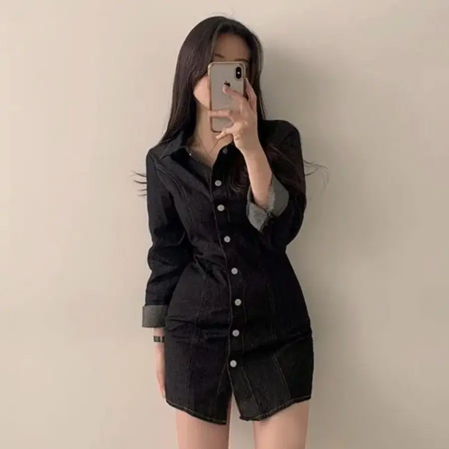 흑청 데님 원피스