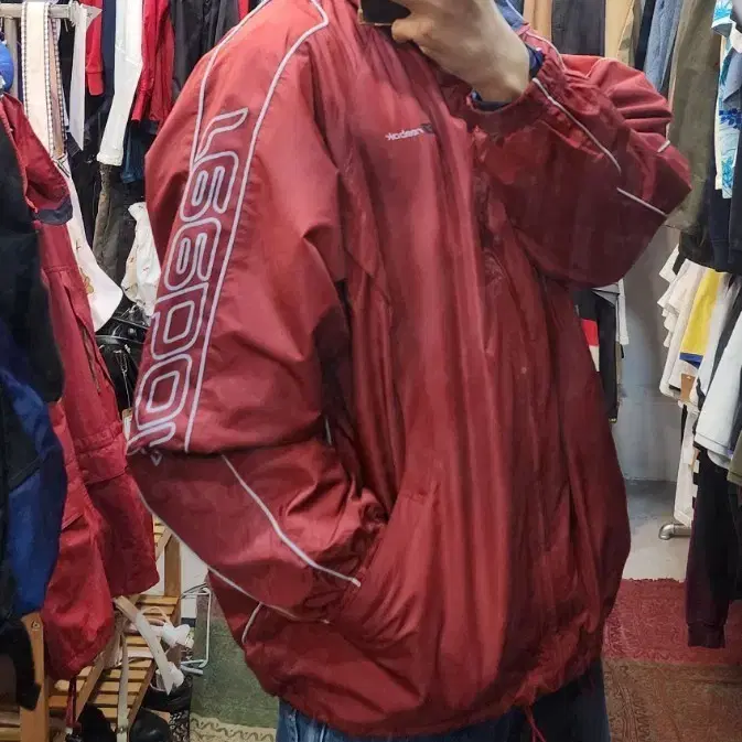 리복 올드스쿨 바람막이 자켓 XL 레드