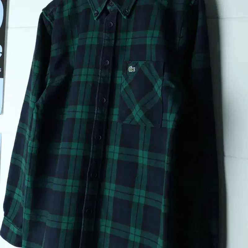 (L-XL) 라코스테 셔츠 남방 타탄체크 플란넬 헤비 그린-H38117