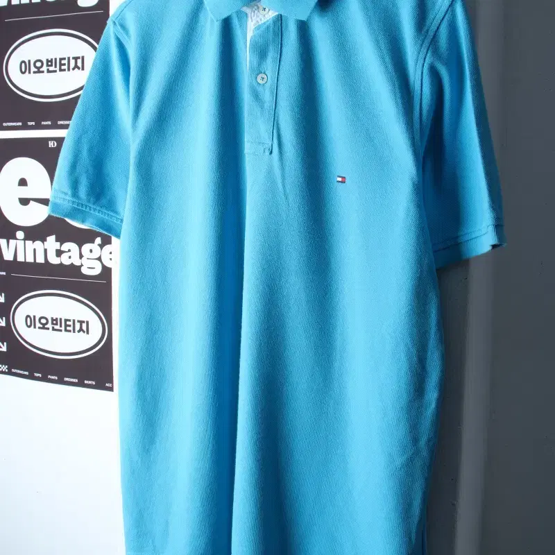 (L-XL) 타미힐피거 반팔 카라 티셔츠 오버핏 연블루-H38136
